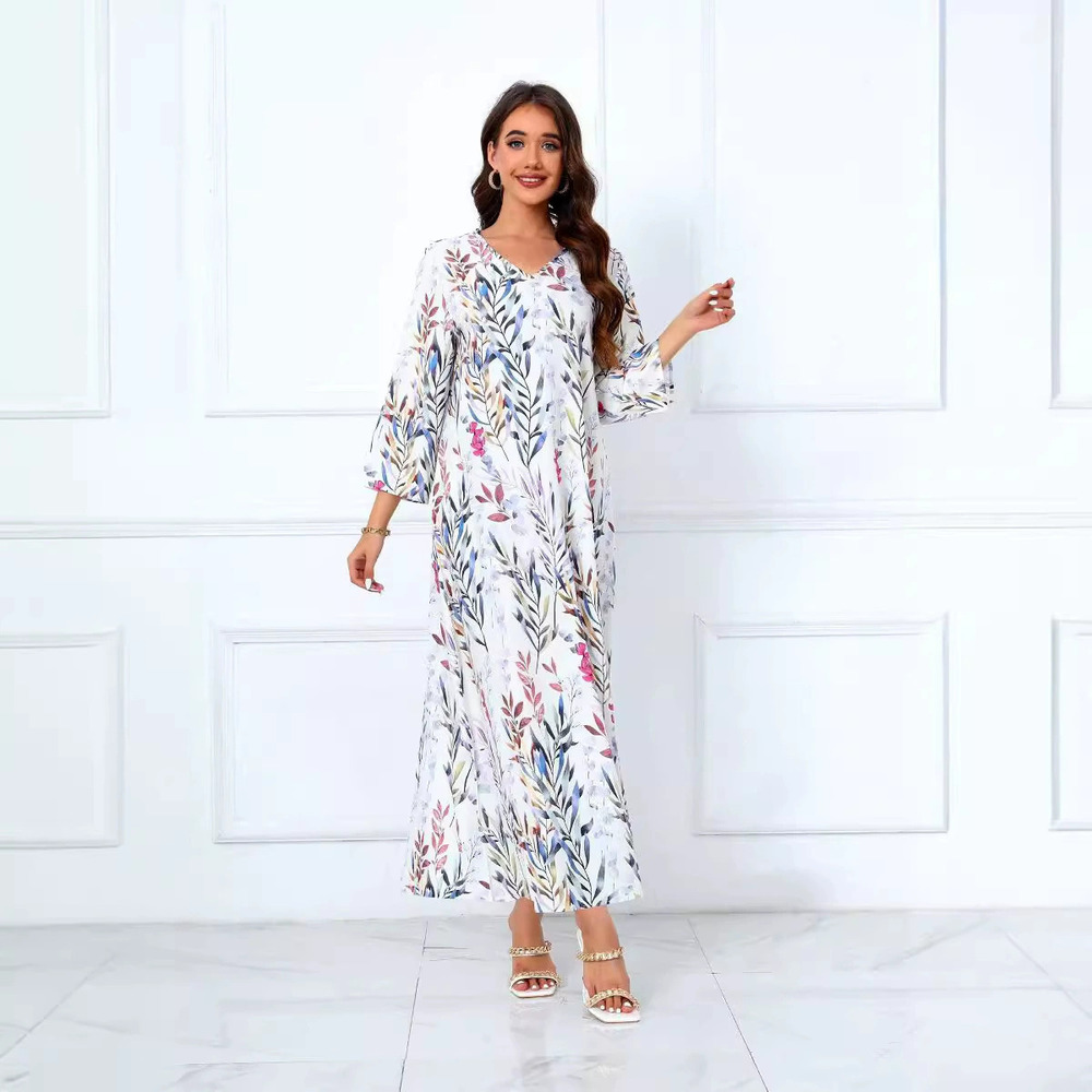 ZARA Womens Printed Midi Long Dress Slim Fit